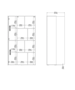 Libreria 'labirinto' bianco e quercia, 88x29x157 cm